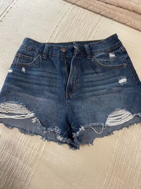 Rewash Dark Blue Distressed Denim Cutoff Shorts